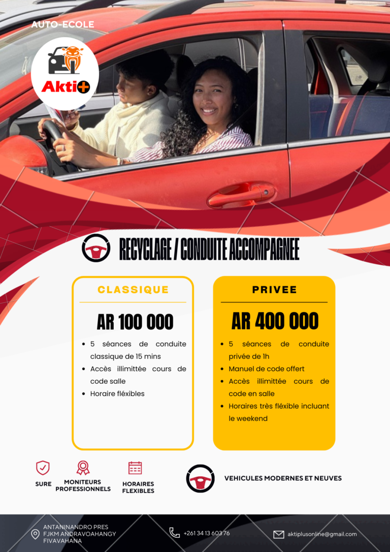 red and black stripes driving school flyer