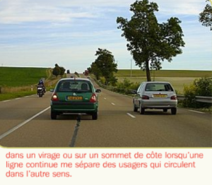 manque de visibilité mais separé par ligne continu